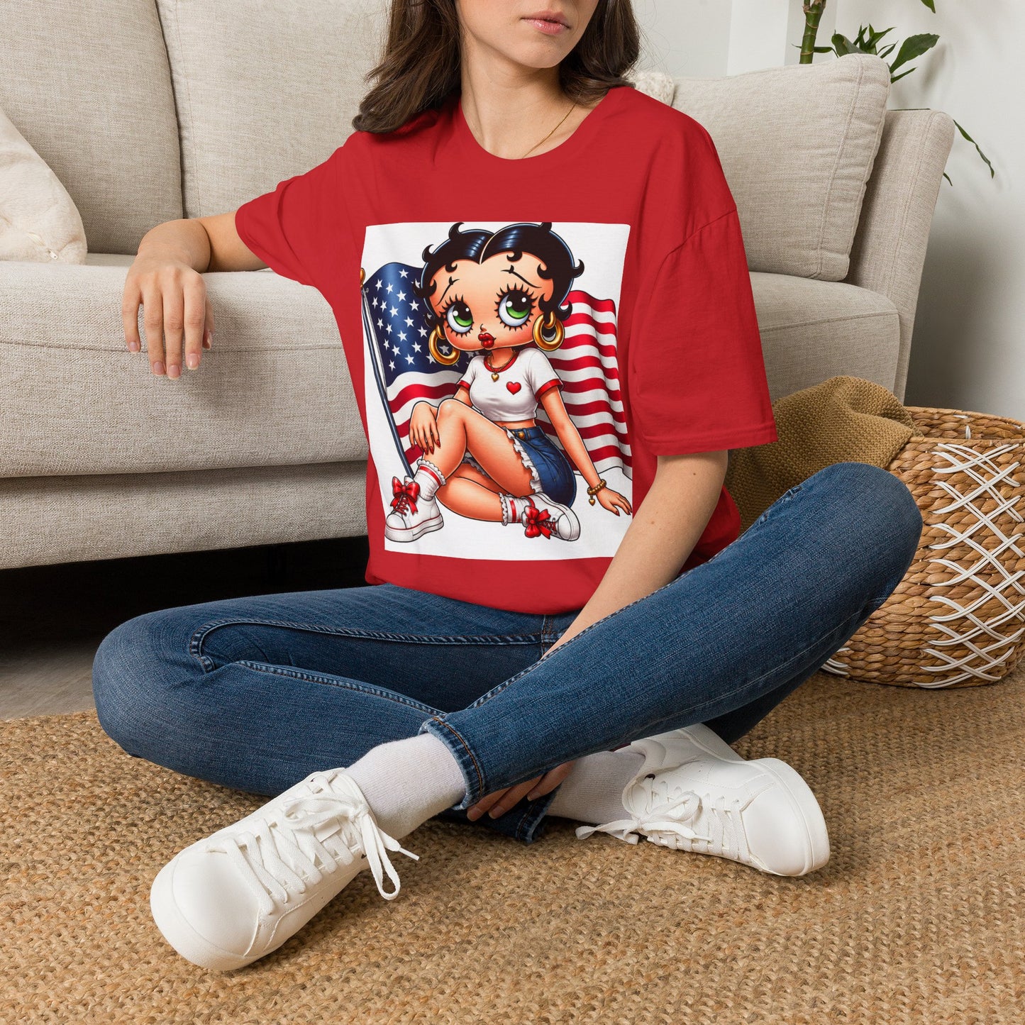 Betty Boop with American Flag T-Shirt