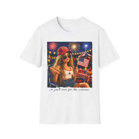 Patriotic Fourth of July T-Shirt — 'I'm Just Here for the Fireworks' Graphic Tee