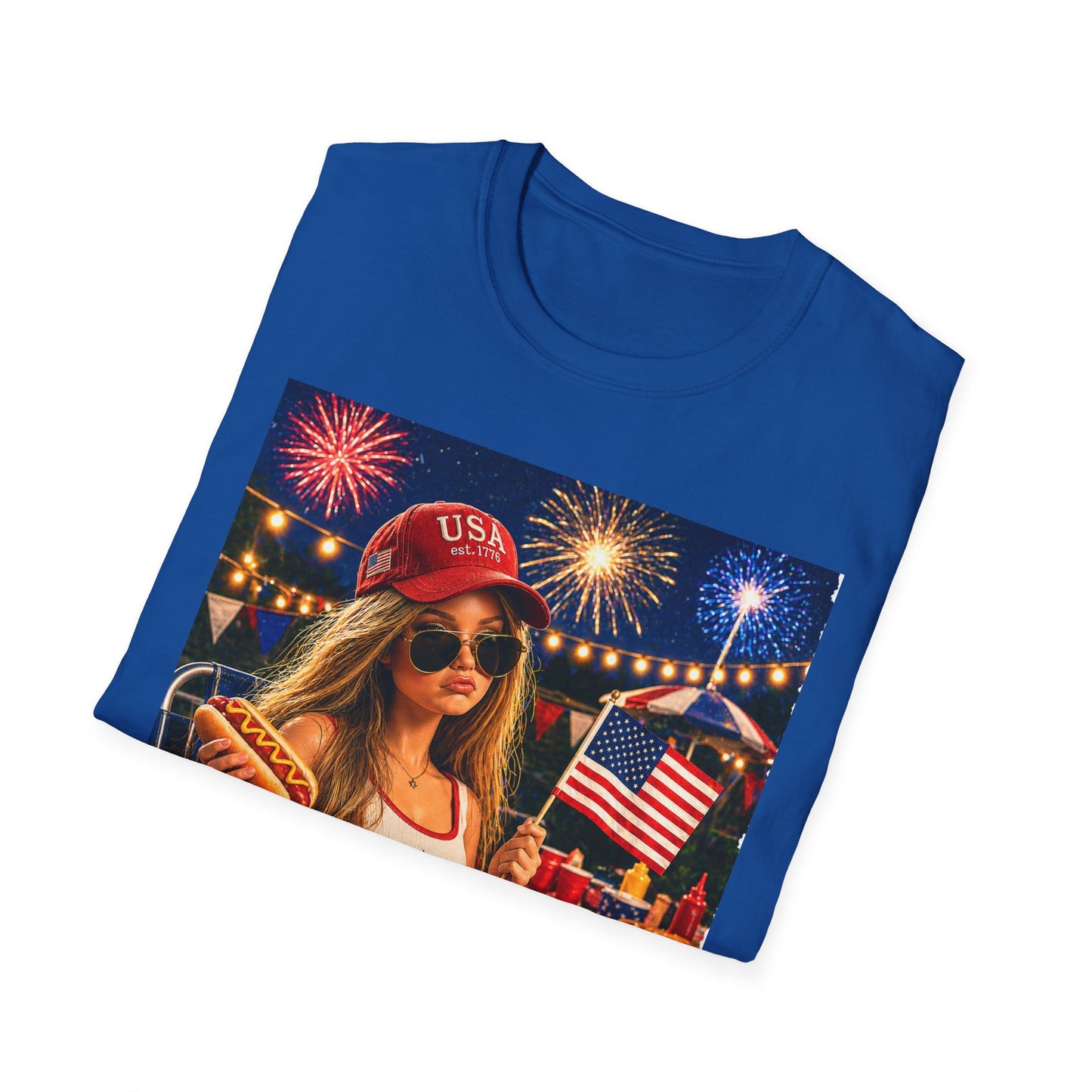 Patriotic Fourth of July T-Shirt — 'I'm Just Here for the Fireworks' Graphic Tee