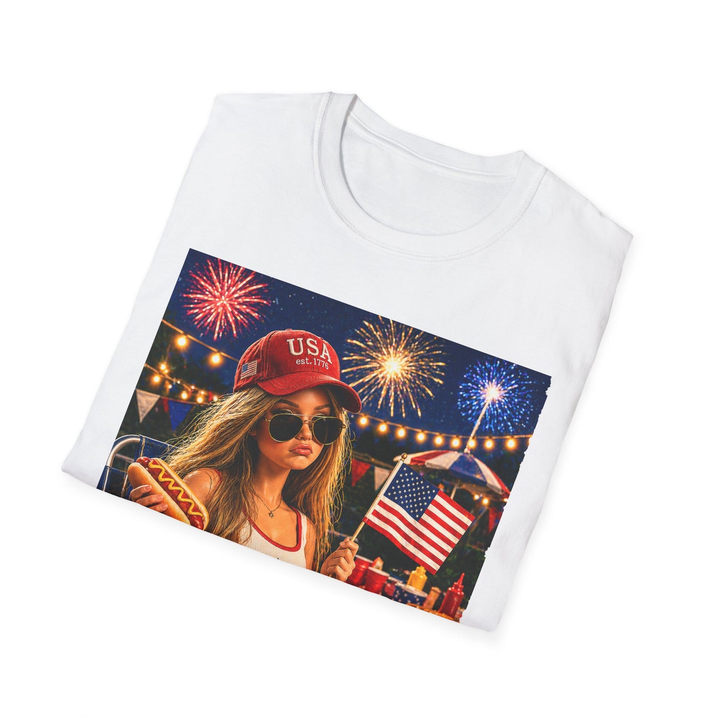Patriotic Fourth of July T-Shirt — 'I'm Just Here for the Fireworks' Graphic Tee