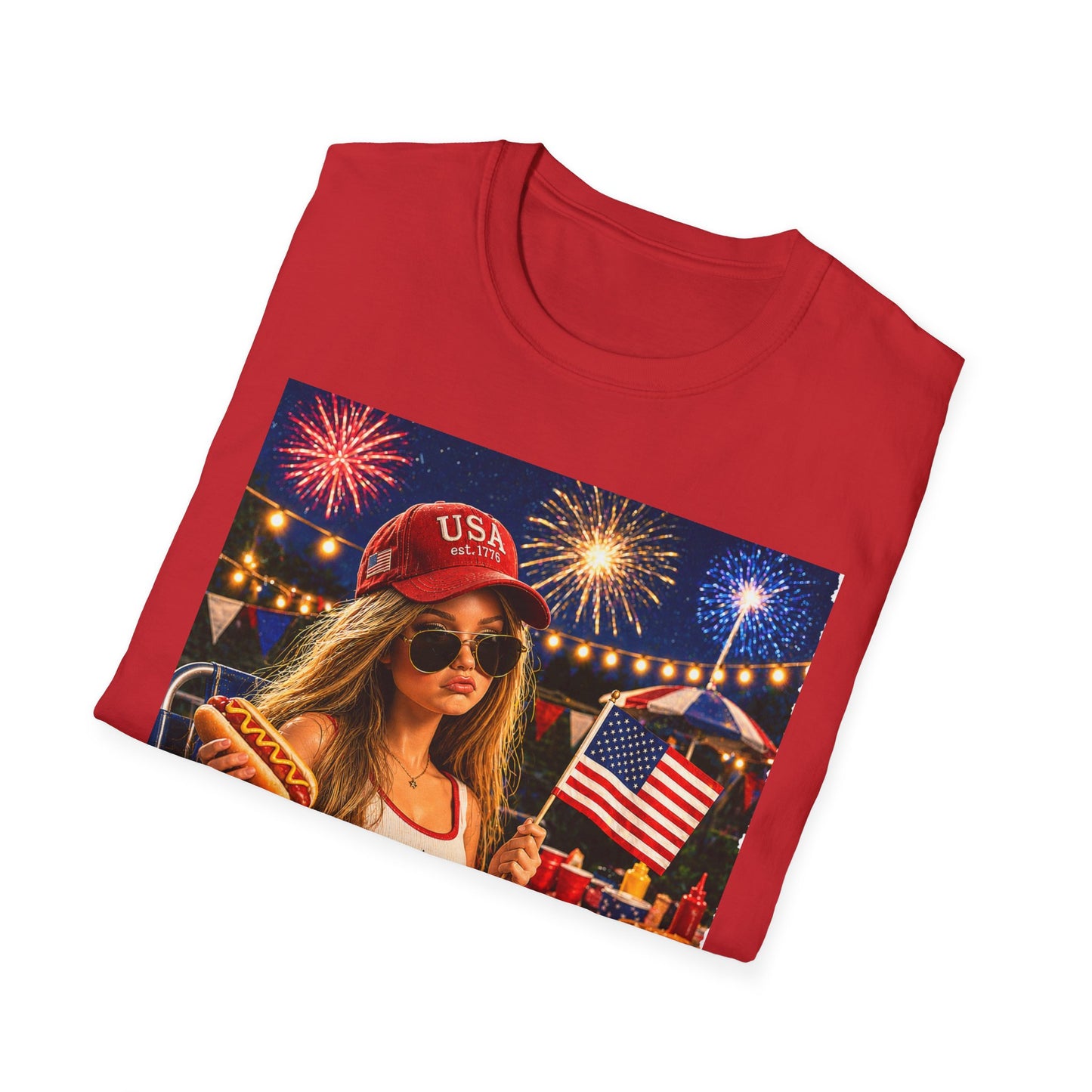 Patriotic Fourth of July T-Shirt — 'I'm Just Here for the Fireworks' Graphic Tee