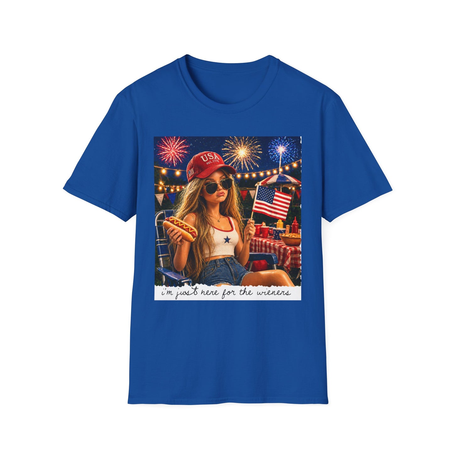 Patriotic Fourth of July T-Shirt — 'I'm Just Here for the Fireworks' Graphic Tee