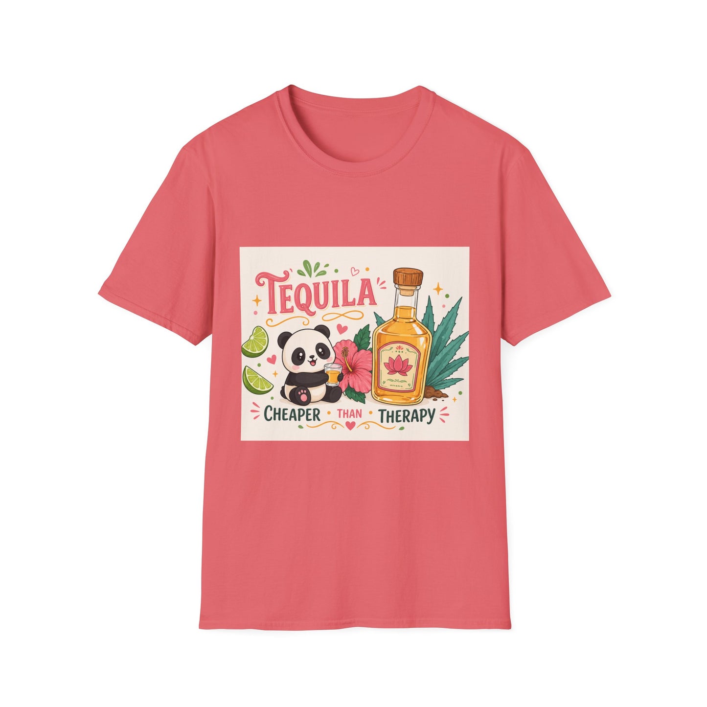 Tequila Cheaper Than Therapy T-Shirt – Cute Panda & Bottle Party Tee