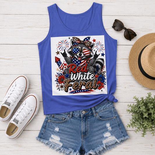 Patriotic Raccoon 'Red White & Purrl' Tank Top