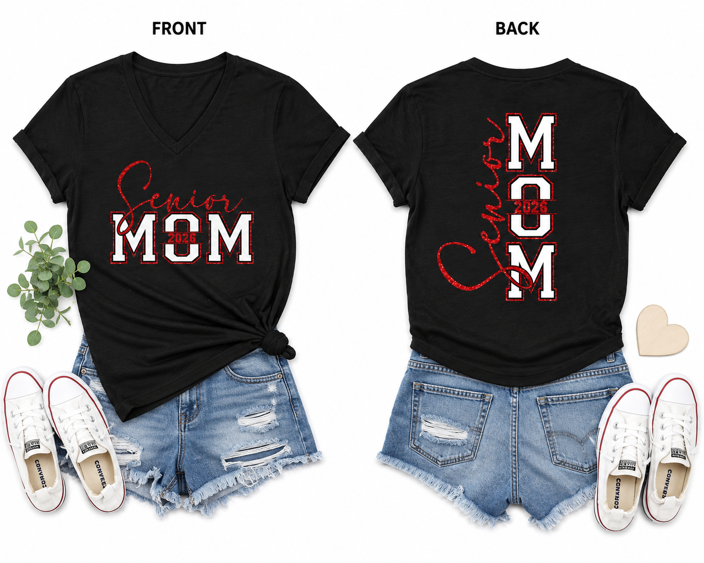 Senior Mom 2026 V-Neck Tee