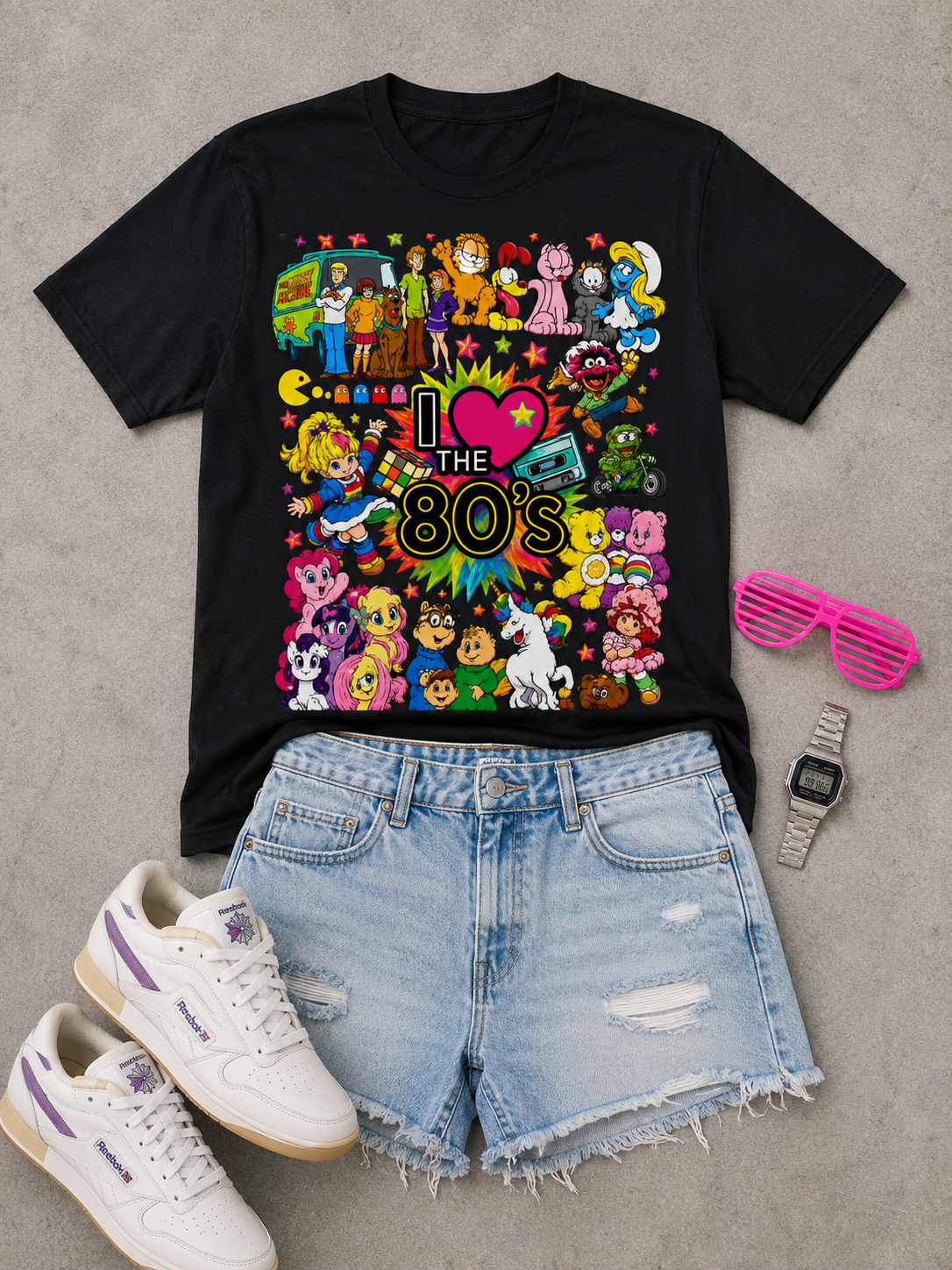 I  the 80's Retro Characters T-Shirt