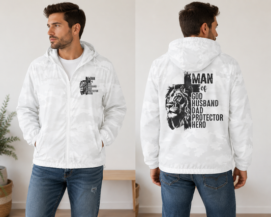 Windbreaker Jacket — "Man of God, Husband, Dad, Protector,