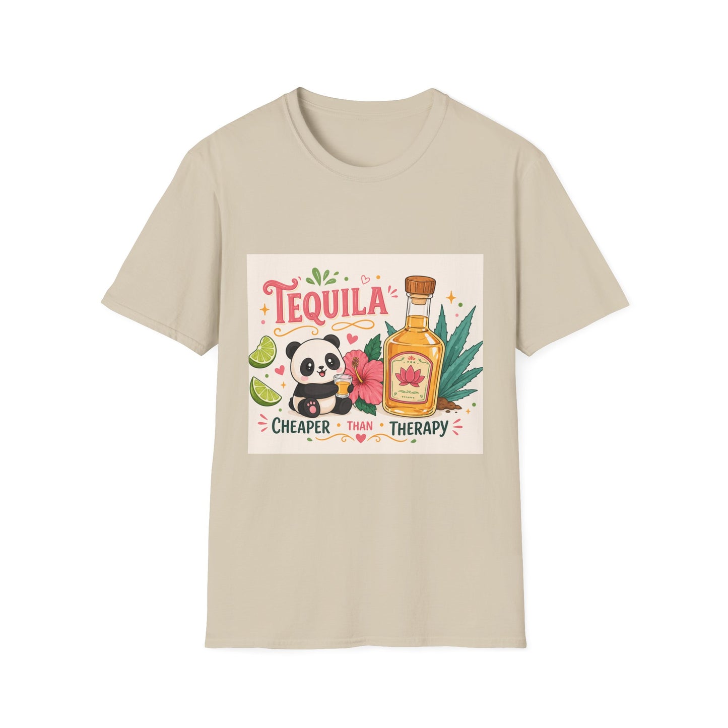 Tequila Cheaper Than Therapy T-Shirt – Cute Panda & Bottle Party Tee
