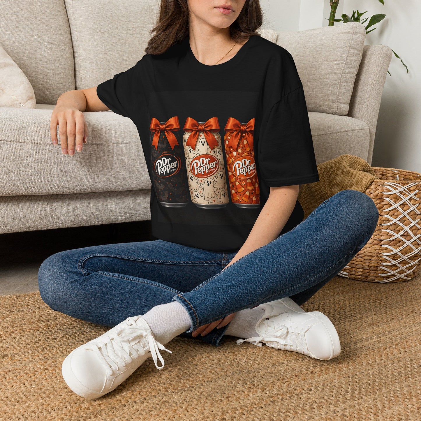 Halloween Dr Pepper Can T-Shirt — Trio of Gift-Bow Soda Cans Holiday Tee