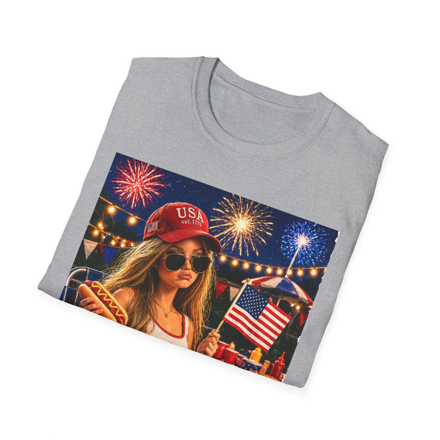 Patriotic Fourth of July T-Shirt — 'I'm Just Here for the Fireworks' Graphic Tee