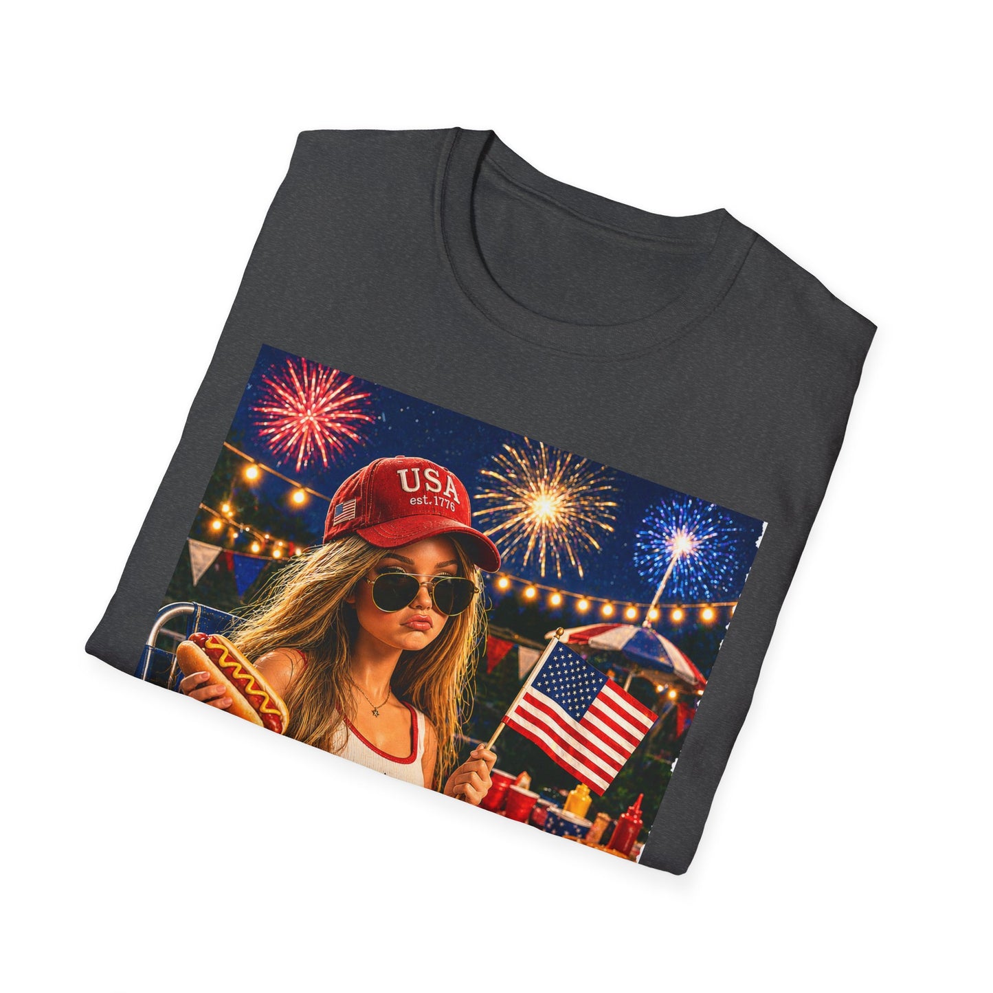 Patriotic Fourth of July T-Shirt — 'I'm Just Here for the Fireworks' Graphic Tee